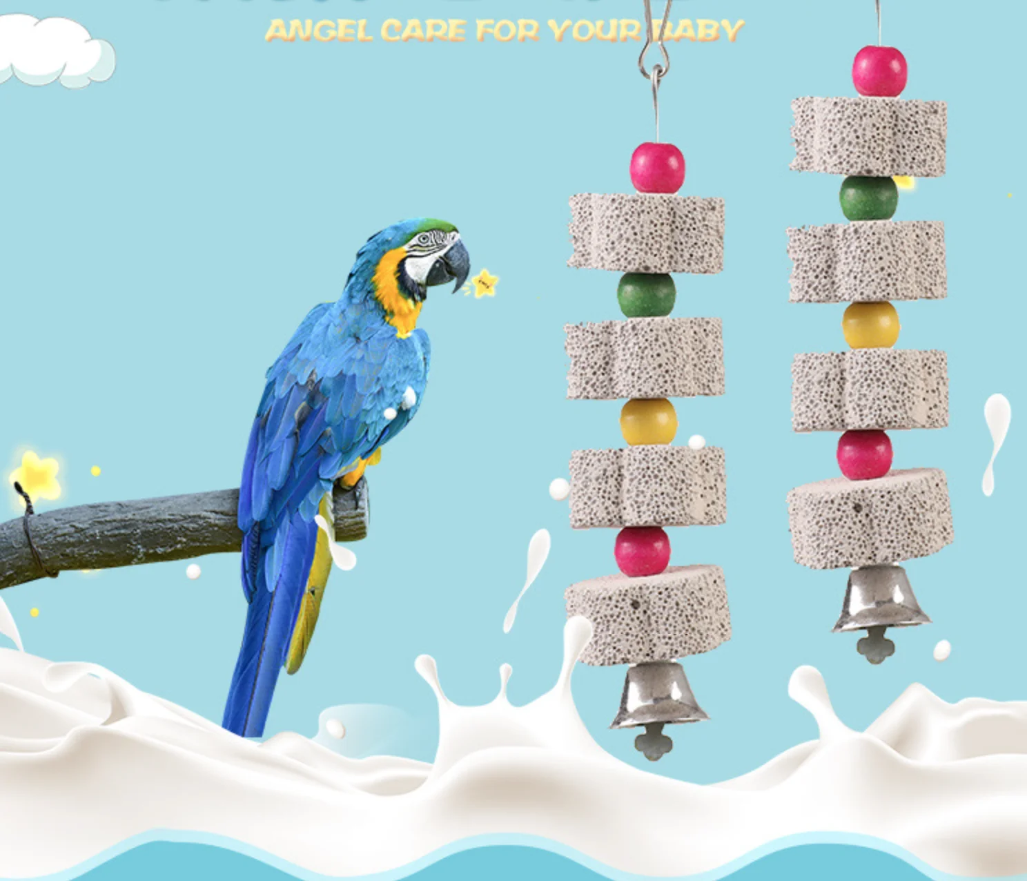 Top Selling Multicolored Wooden Blocks Flying Pet Bird Chew Toy for Angry Bird Toy Parrot Parts