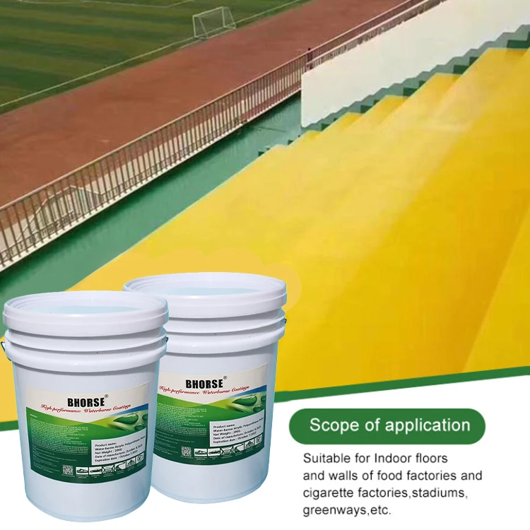 Peinture De Sol Waterborne Acrylic Polyurethane Coating Floor Paint For Indoor Ground Wall Stadium Runway Greenway Etc