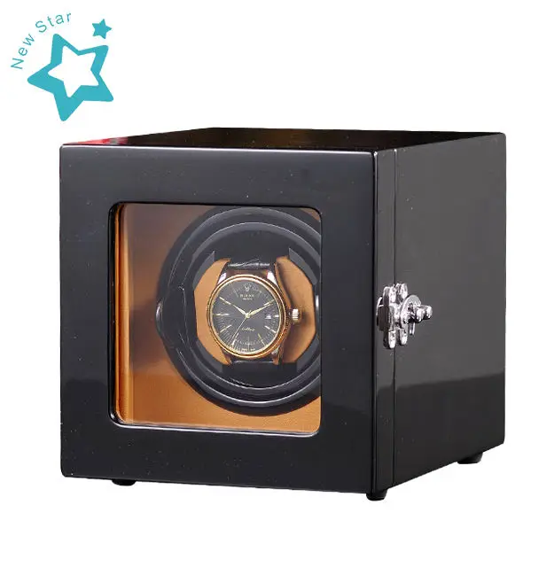 Luxury High quality  molle Automatic watch winder safe wood leather rotations SINGLE watch winder box  1 slot with open-stop