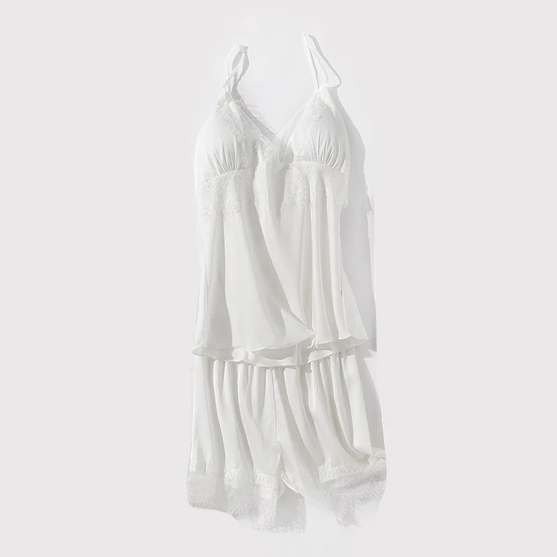 New Arrival Luxury Homewear Santin Women Night Dress Sleepwear Cotton Temptation Embroidery Breathable Nightdress Pyjamas Women