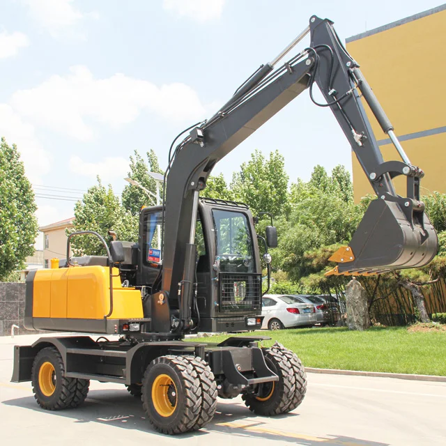 High Quality Diesel Engines wheel excavator Hydraulic Transmission Excavator Machine 7.5 Ton Digger Excavators With CE EPA