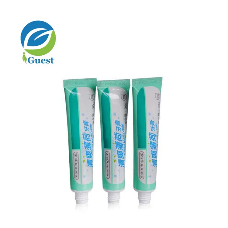 wholesale hotel travel usage 30g empty abl aluminum plastic laminated toothpaste tubes offset printing soft squezze tube