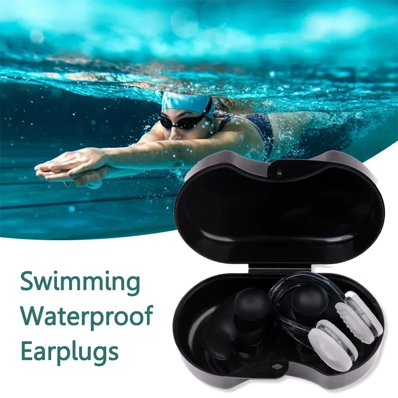 Summer Swimming Earplugs/Nose Clip Set Silicone Waterproof Anti-noise Surf Diving Outdoor Water Sports Pool Accessories
