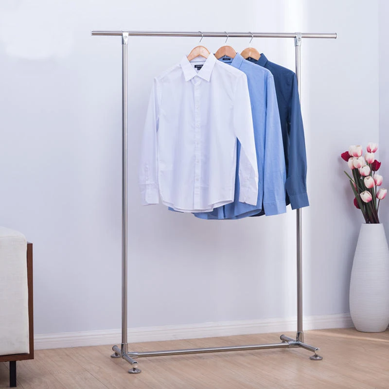 LEEKING Wholesale multi-function simple metal floor wardrobe Clothes shop stainless steel hanger