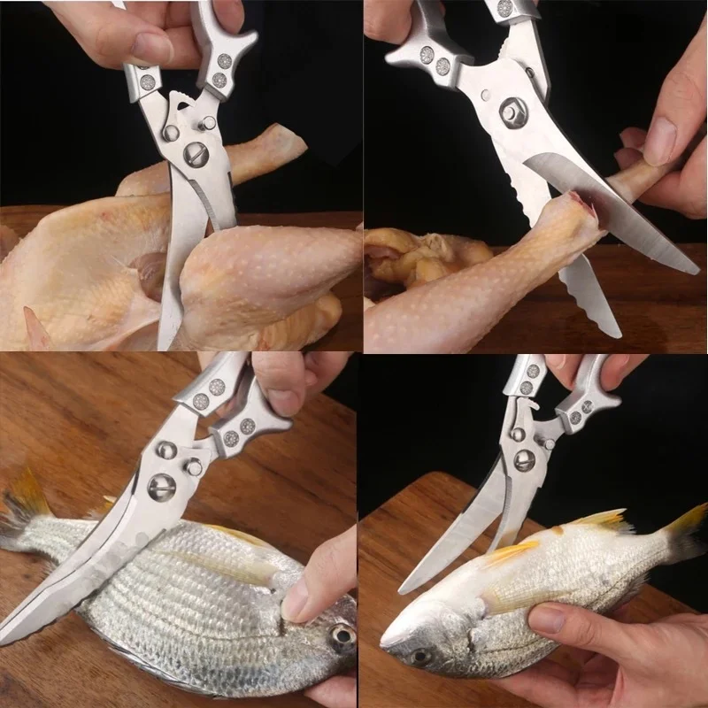 Damascus Stainless Steel Cleaver Knife Meat Fruit Boning Fishing Hunting Camping Kitchen Chef Knife Chicken Bone Scissors