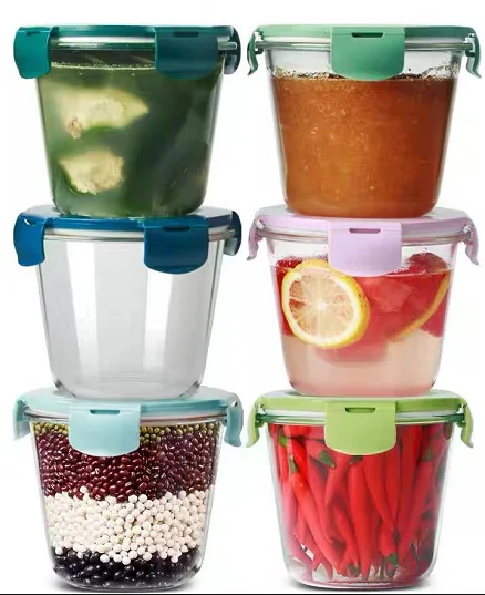 2024 Desita Newest Products High Borosilicate Salad Bowl Microwave Oven Safe Glass Lunch Box for Fruits Vegetables Foods