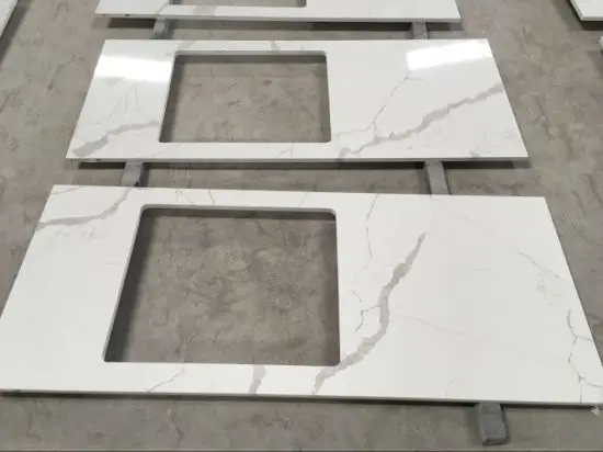 BOTON STONE Best Quality Artificial Stone Kitchen Countertop White Floor Tiles Chinese Calacatta Quartz Slab