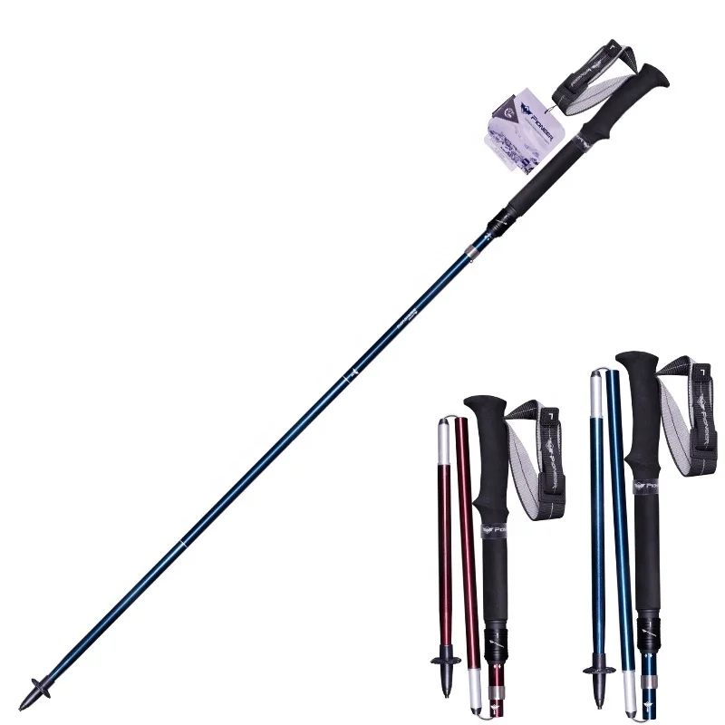 Ultra-light 5 sections 7075 aviation aluminum alloy Folding Collapsible Cane Non-slip Rubber Trekking Pole