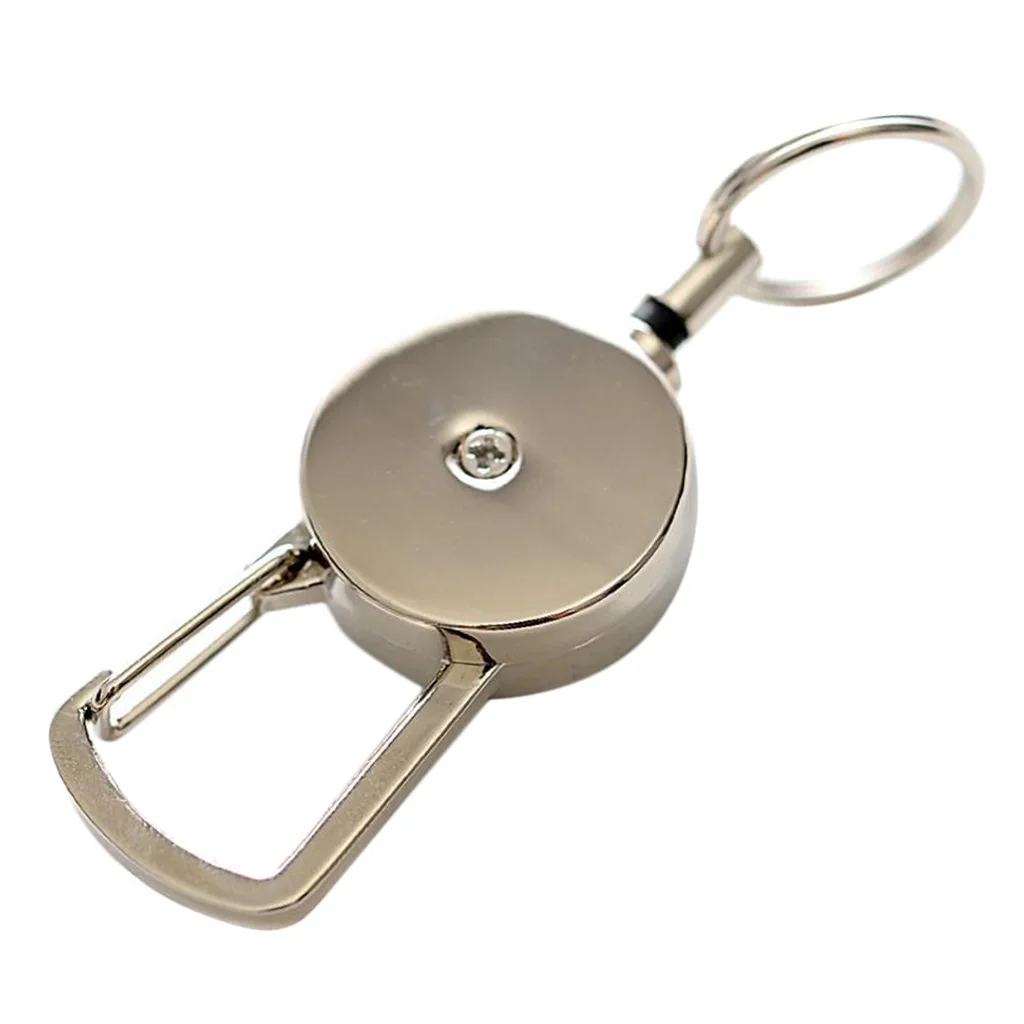 2x Retractable Key Chain Reel Recoil Pull Badge Reel with 27" Key Ring Rope 