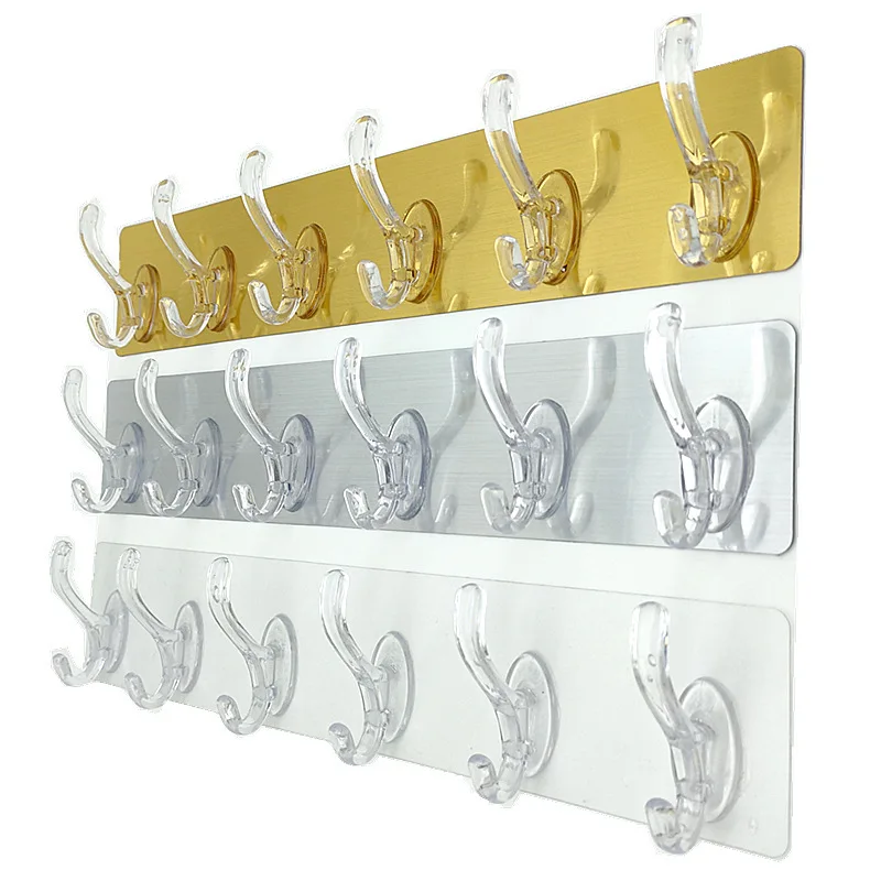 3 5 и 6 крючков многофункциональная Прозрачная Клейкая пластиковая вешалка для полотенец