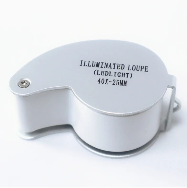 MG 21011 Portable wholesale 2 LED Folding Jewellery Loupe Diamond Magnifier