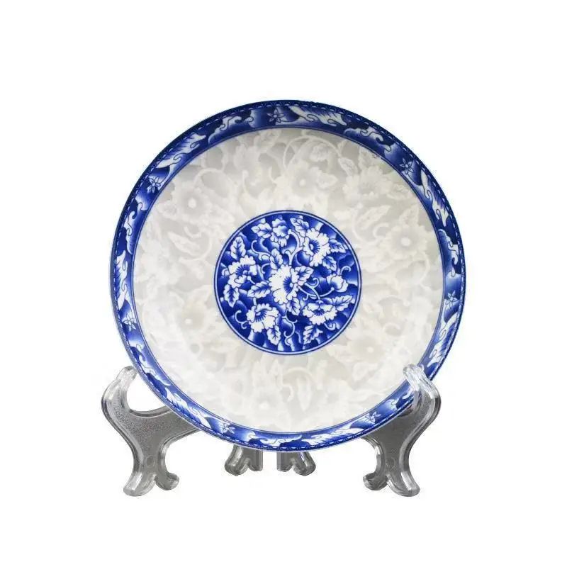 Savall HoReCa blue white ceramic round plate ODM  tableware porcelain dinner dish dinner set for hotel restaurant