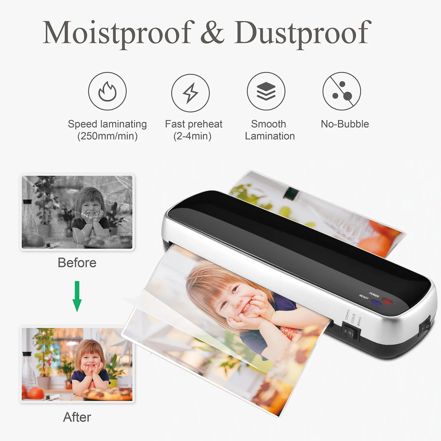 LM2000 Home and Office Equipment Desktop A4 Paper PVC Film Laminating Pouch Laminator Machine