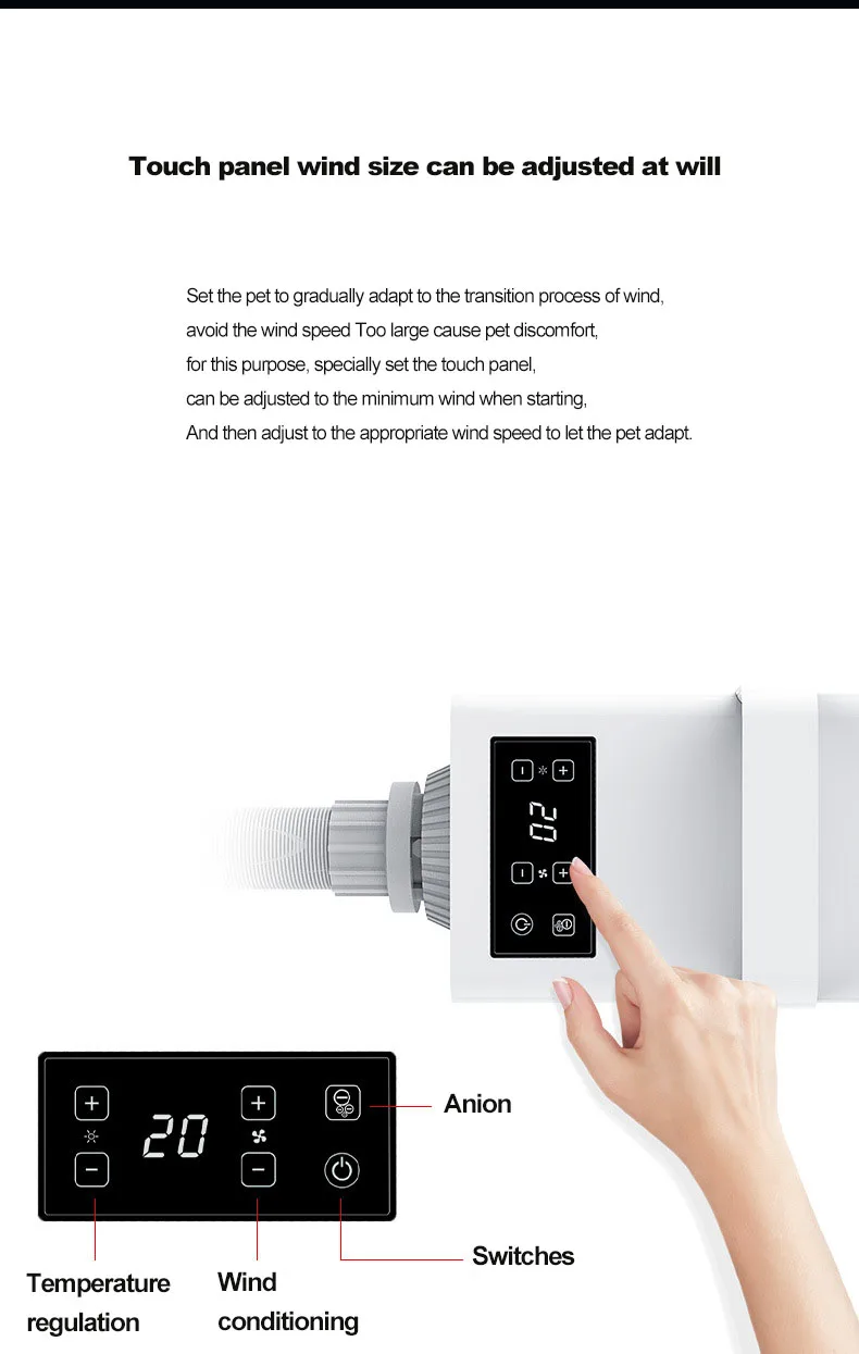 Professional 4-in-1 Pet Grooming Hair Dryer with Heating Function 3-Speed Adjustable Dog Hair Dryer