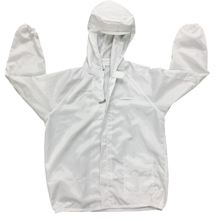 white 0.5cm stripe/grid electronic food factory lab IC chips Anti-Static ESD garment