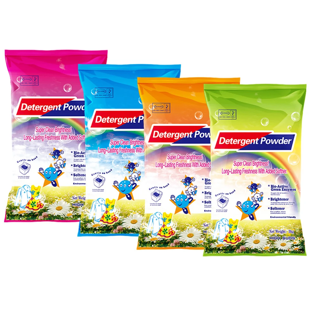 OEM PACKAGING SIZE EFFECTIVE HIGH FOAMING AUTOMATIC DETERGENT WASHING POWDER 100G 200G 800G 2KG