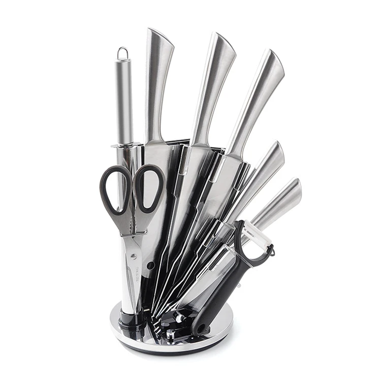 Wholesale Custom Block Stand Kitchen Cooking Cutting Tools Utensil Stainless Steel Kitchen Knife Set