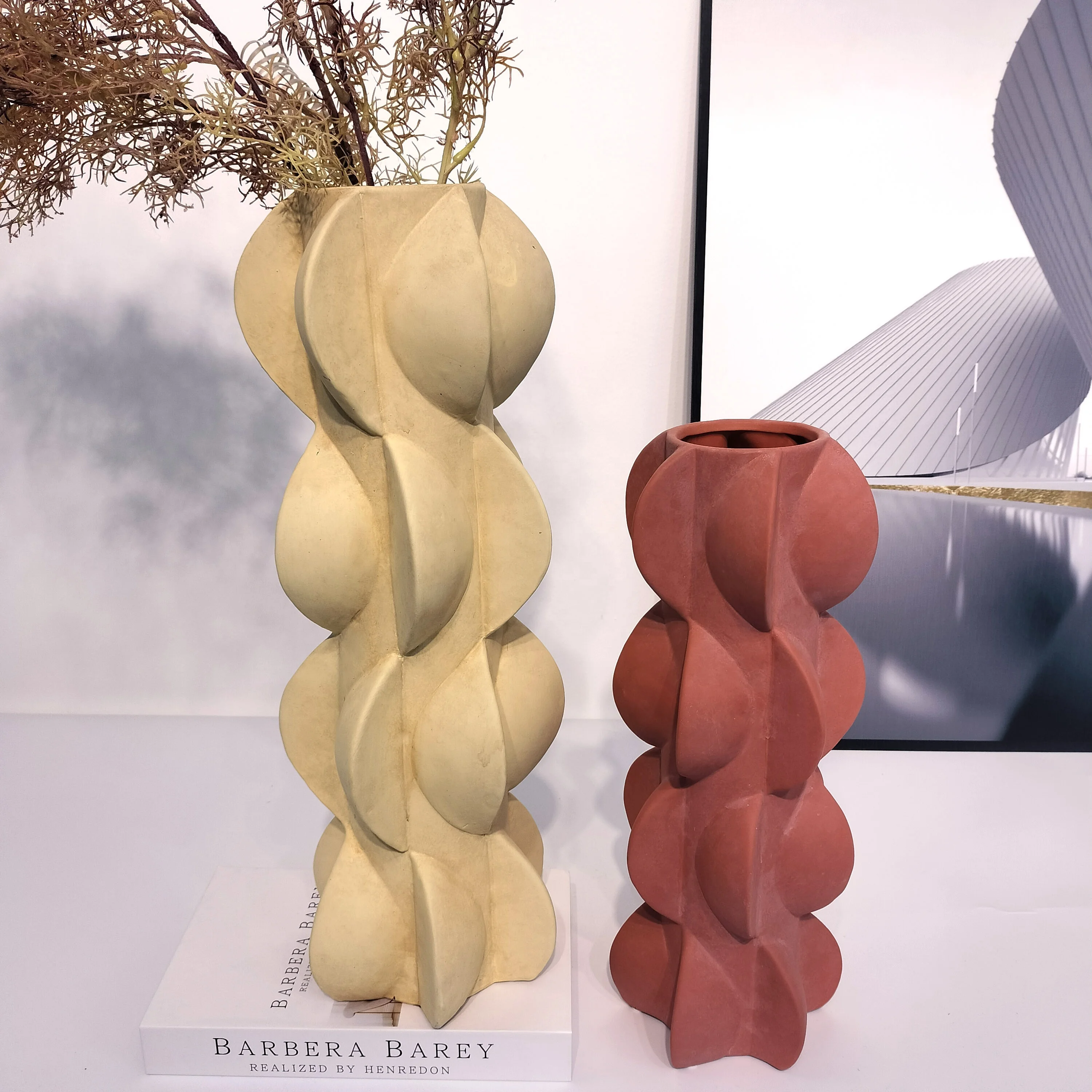 Simple and fashionable ceramic vase decoration sales office sample room home decoration ceramic succulent vase