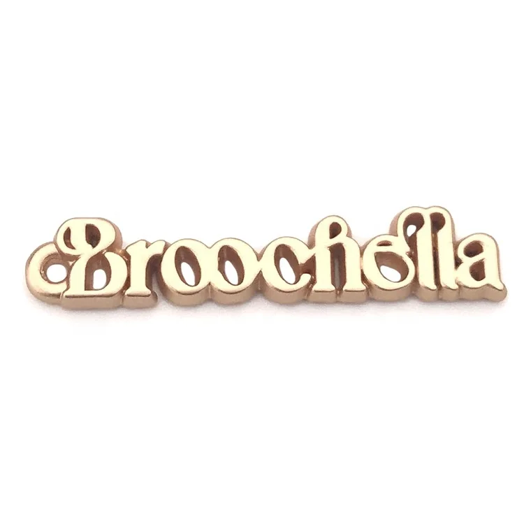 Excellent Quality Custom Letter Shape Metal Clothing Label Sewing Engraved Zinc Alloy Plating Tags