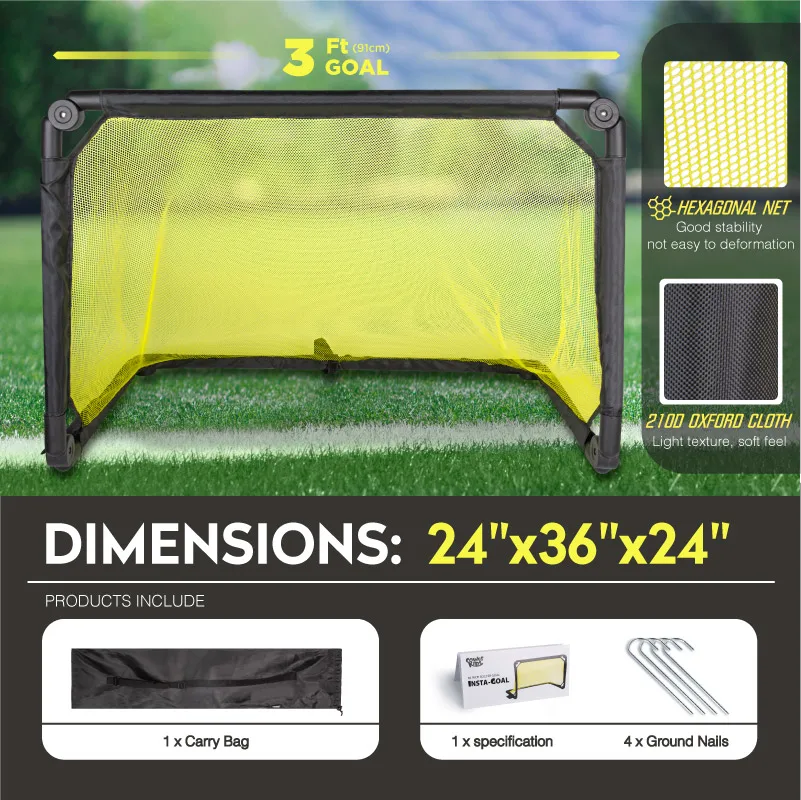 Lightweight Kid Outdoor PVC Plastic Automatically Pops Up Training Equipment Foldable Portable Football Gate Net Soccer Goal