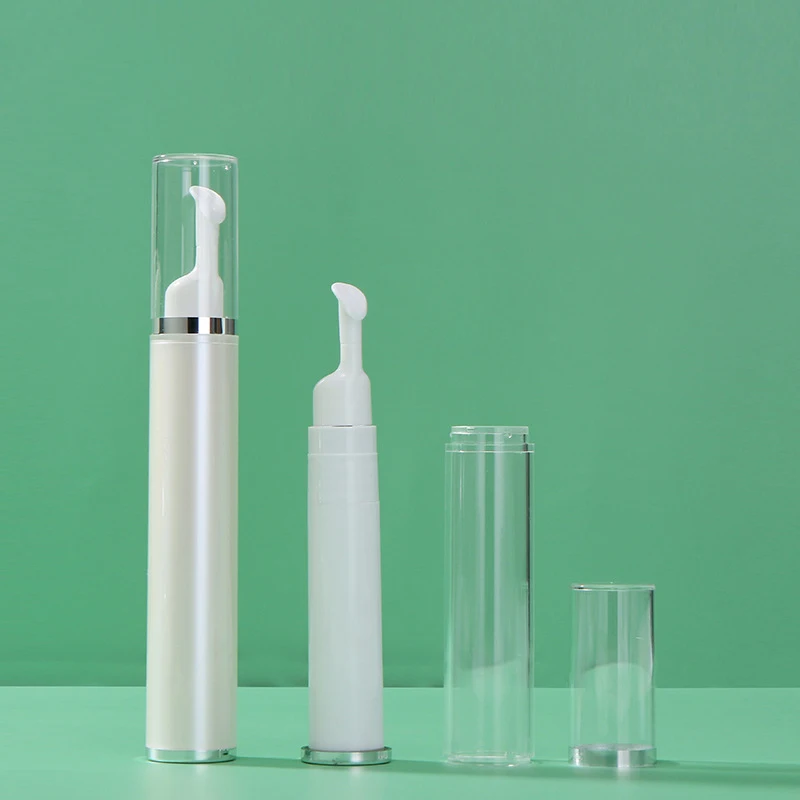 Hot Sale 10ml 15ml Empty Luxury Skincare Eye Essence Serum Cream Packaging Applicator Cosmetic Plastic Airless Syringe Bottle