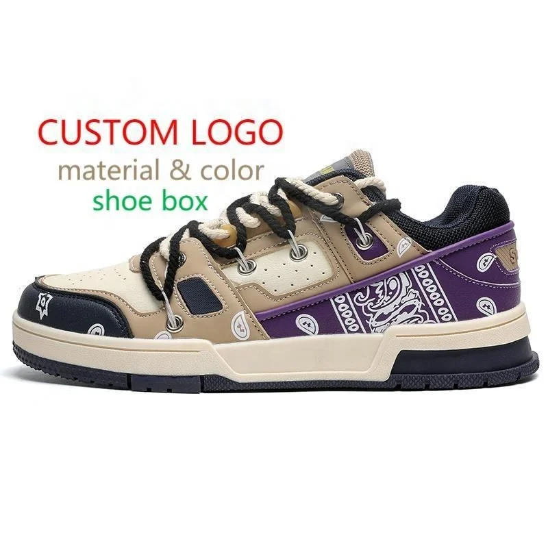 Logo Customization Men's Casual Shoes Sneakers Custom Shoe Box with LOGO Custom Fashion Low Top High Quality Genuine Leather