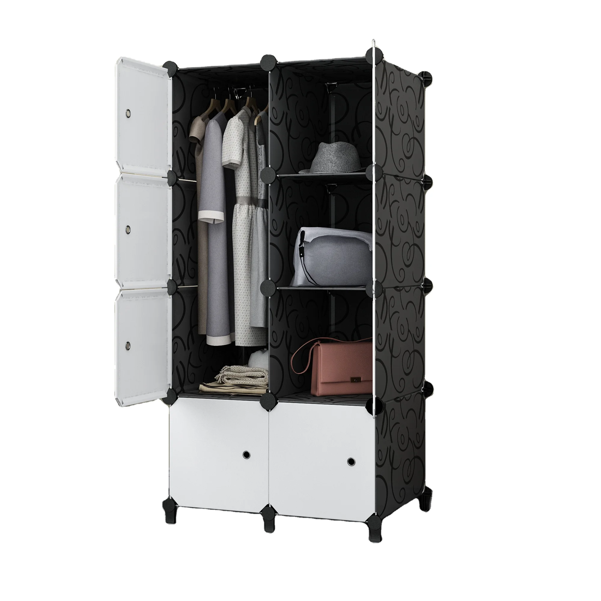 hot item Portable Black Wardrobe Closets 16 Cubes Storage Organizer, Clothes Dresser, Closet Storage Organizer