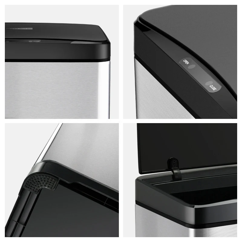 50L Smart waste bin Auto Sensor Trash Can, Stainless Steel Touchless Garbage Bin for Kitchen Use smart home products