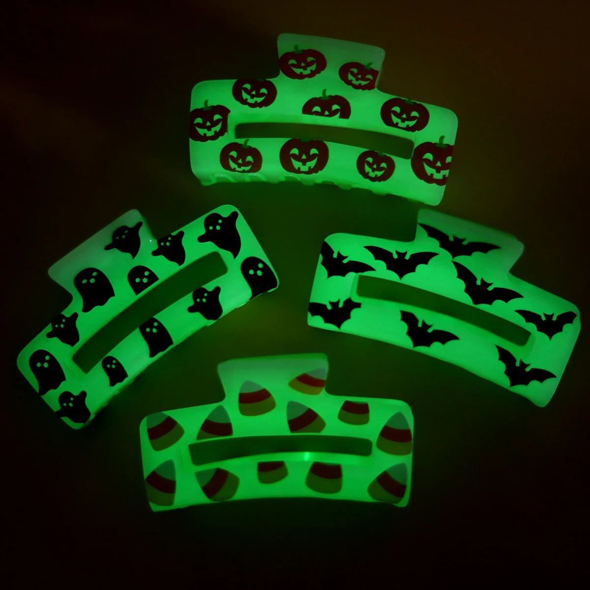 personalized custom halloween candy cute hair claws glow in the dark acetate hair claw clip