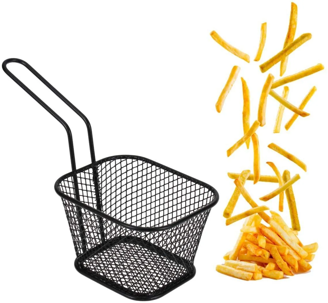 American Creative Mini Stainless Steel Square Fries Basket Iron Fried Basket for Home Restaurant Fry Chicken Snack French Fries
