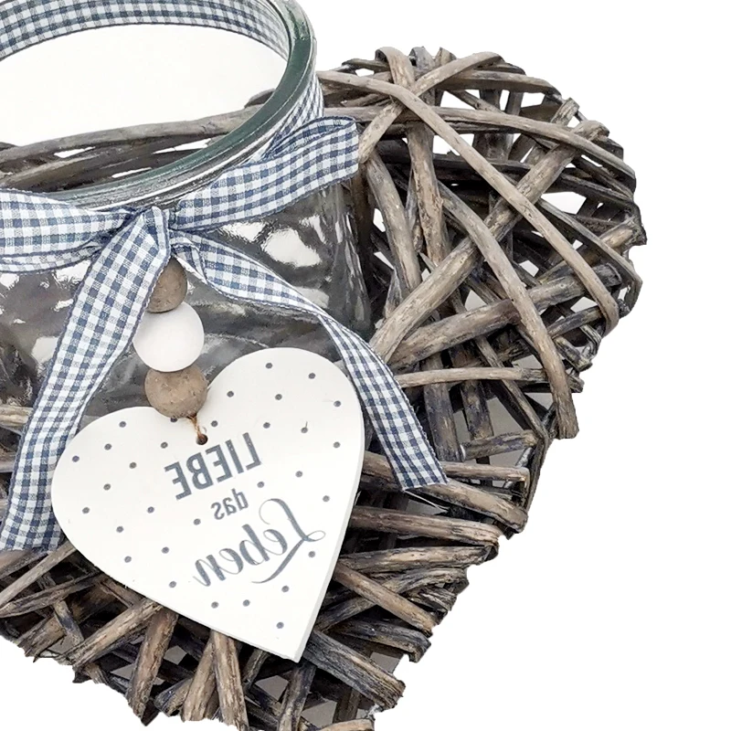 High Quality Household Handmade Wicker Heart-shaped Wooden Decoration Craft Article
