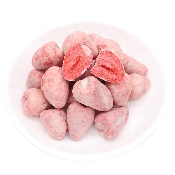 Hot selling freeze dried strawberry ice cream covered in white chocolate