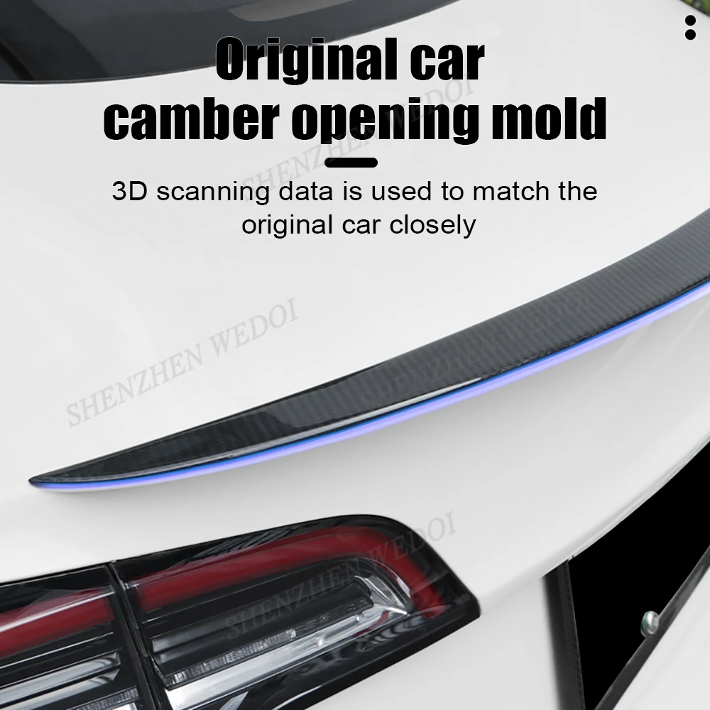 2024 new product tesla accessories real Dry Carbon Fiber rear performance spoiler wing lip fit for tesla model 3 highland