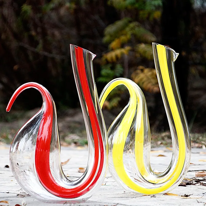 Wholesale Cock- Shape Luxury Crystal Clear Rainbow Colorful Glass Wine Decanter Set for Sale