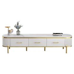 Top Quality New Living Room Modern Style Elegant Light Luxury Marble Top TV Stands