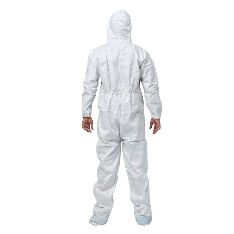 Junlong wholesale price of  ISO13975  with boot with hood disposable SF coveralls