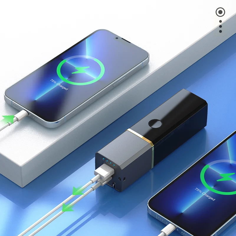 New Multifunctional Flashlight Mini Power Bank Folding Plug Qc3.0 Fast Charging Large Capacity Pd22.5w 5000ma Power Bank Charger