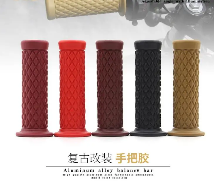 22MM Universal Vintage Rubber Motorcycle Handgrip Handle Grips Hand Cover