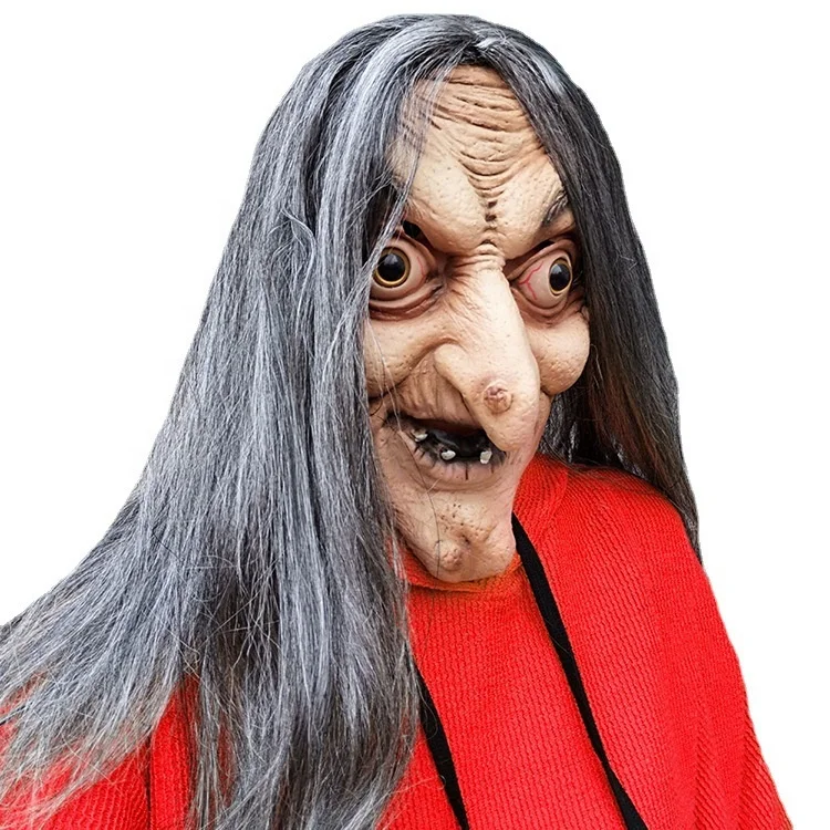 Halloween Horror Witch Mask Latex Head Witch Granny Masks Stage Performance Props Events Cosplay Party Supplies