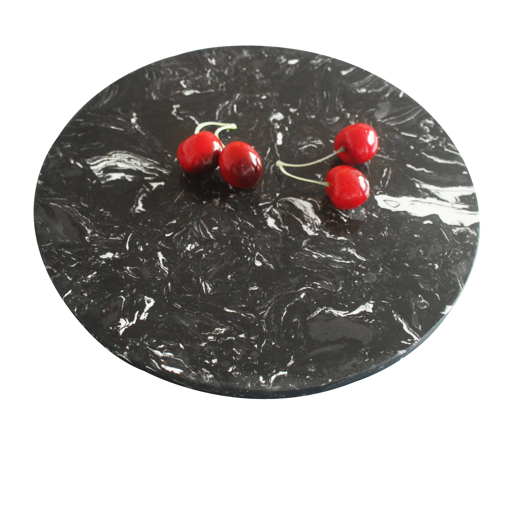  Natural round Marble Board Cheese Dessert cake Serving marble Plate with rotatable