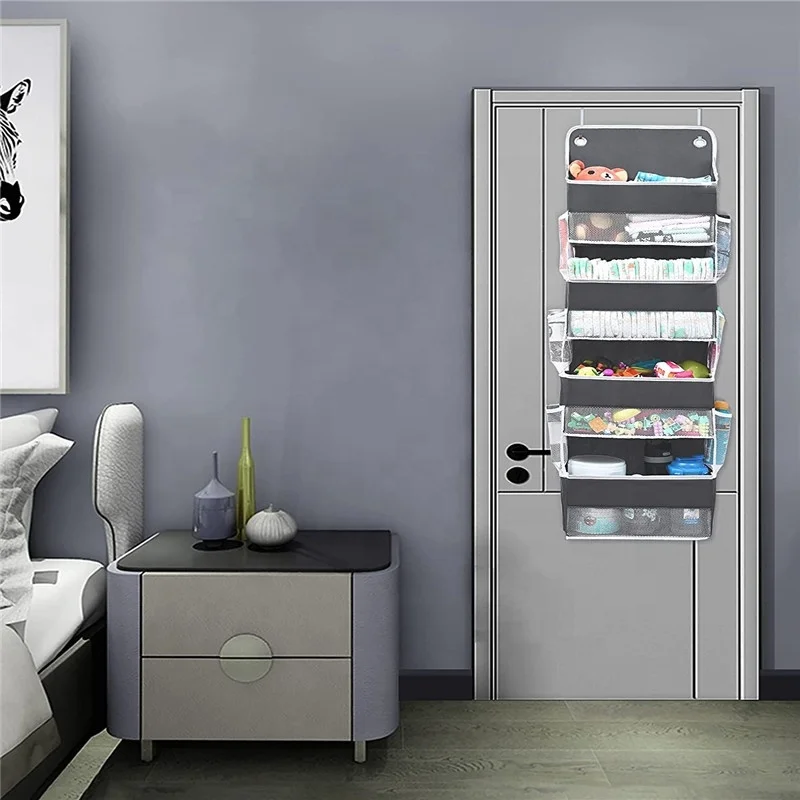 Hanging Organizers Foldable Closet Cabinet with 4 Large Pockets 6 Mesh Side Pockets with Clear Window for Bedroom Nursery