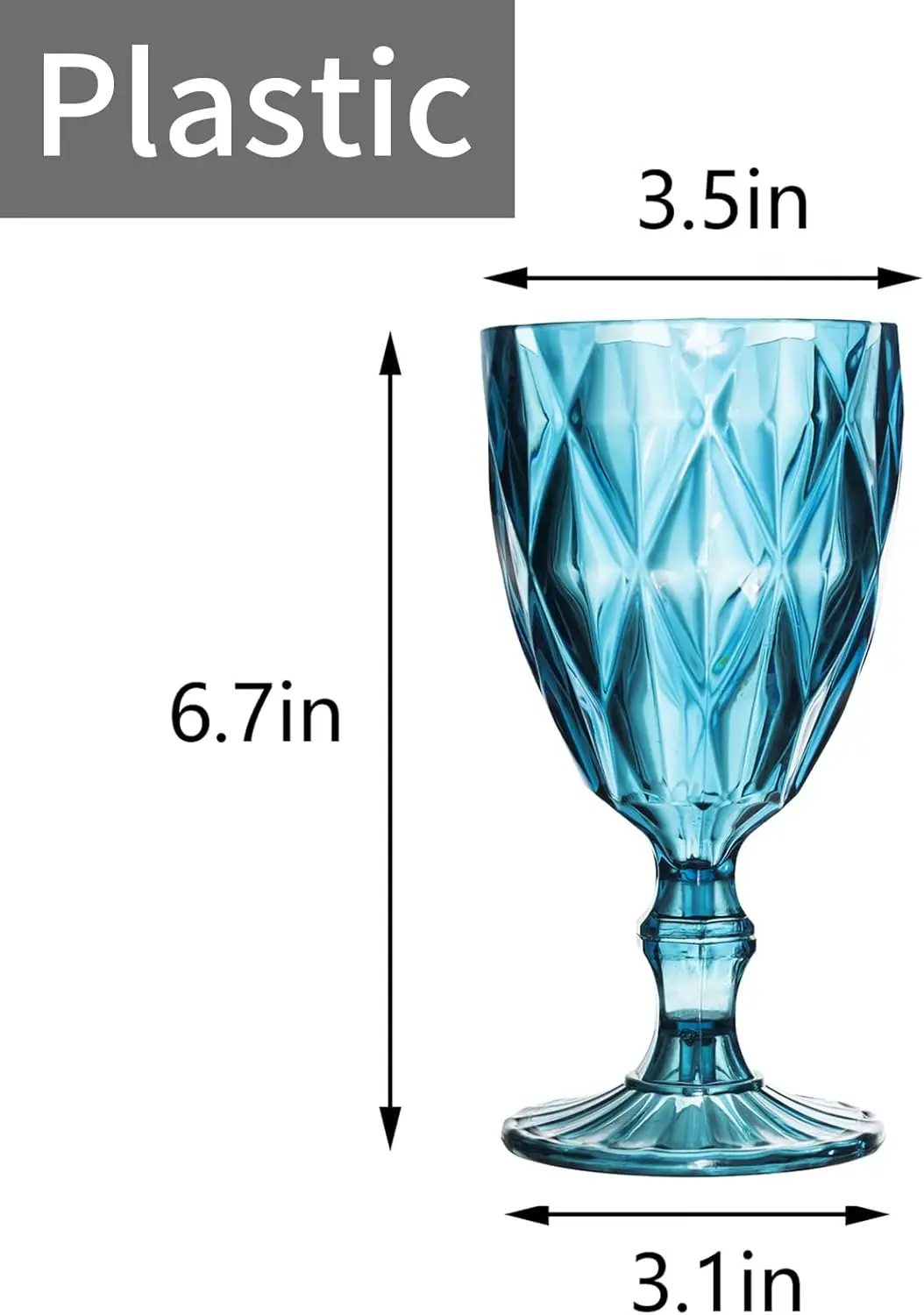 12 Ounce Vintage Unique Embossed Pattern Unbreakable Stemmed Colored Water Wine Glasses Goblets for Wedding Party Bar