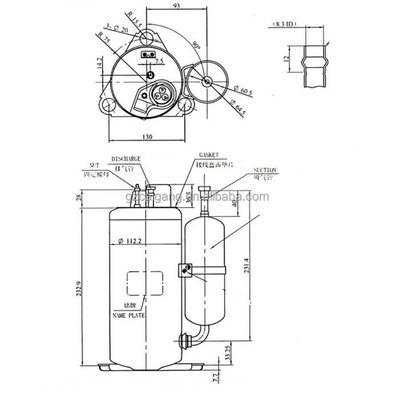 For HITACHI HIGHLY VTH488CU3C9EU 380v R134a/R407C/R410A refrigeration Rotary Compressor