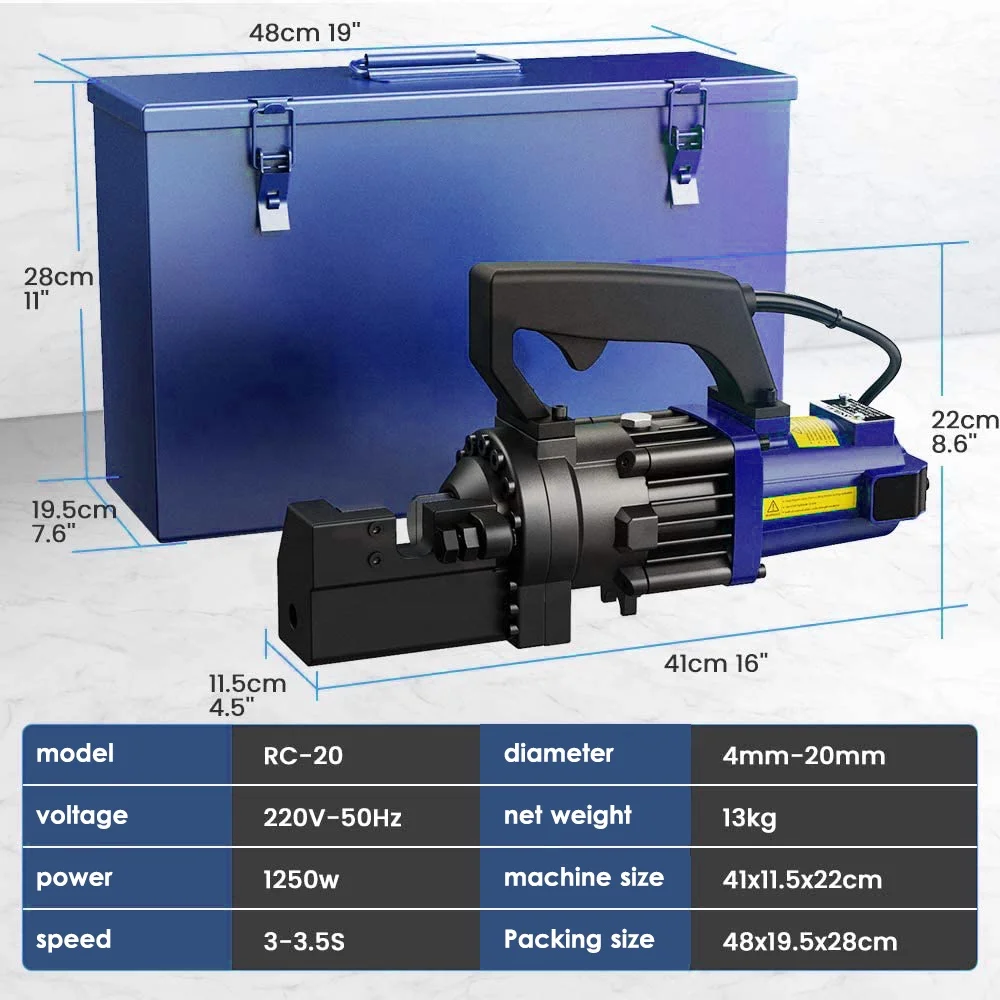 EMEADS Hot Sale Portable Electric Hydraulic Rebar Cutting Machine RC-20 Manual Steel Bar Cutter REBAR CUTTER RC-20