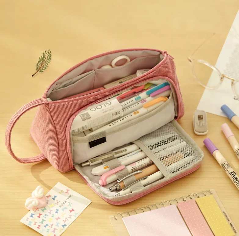 Large Capacity Pencil Bag Double Zippers Pen Bag with Compartments Pencil Pouch Pencil Case for School Students