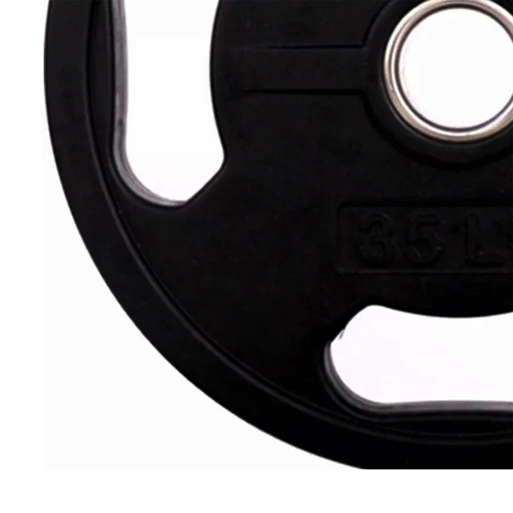 Hot Life Exercise Bodybuilding Custom Logo Black Rubber Coated Weightlifting Weight Plates Gym Equipment Barbell Plate