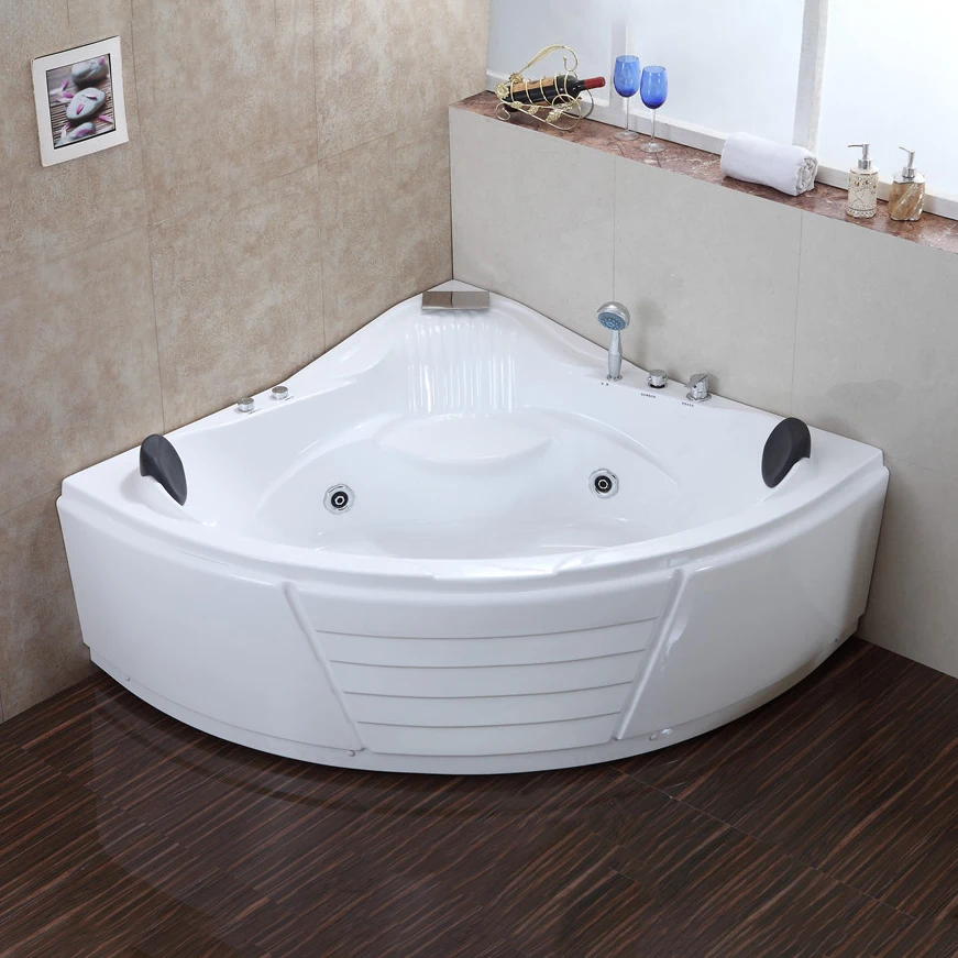 Triangle Corner Modern Home Hotel Massage Bath Tub Indoor White Acrylic Bathtub For Bathroom