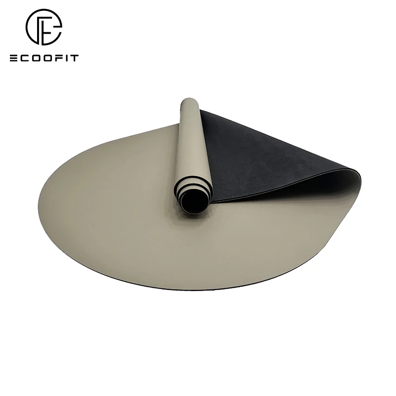 Milk Tea Beige Turquoise Anti Slip Super Grip Polyurethane Rubber Yoga Mat With Logo,Arch Oval Shaped Rounded Vegan PU Yoga Matt