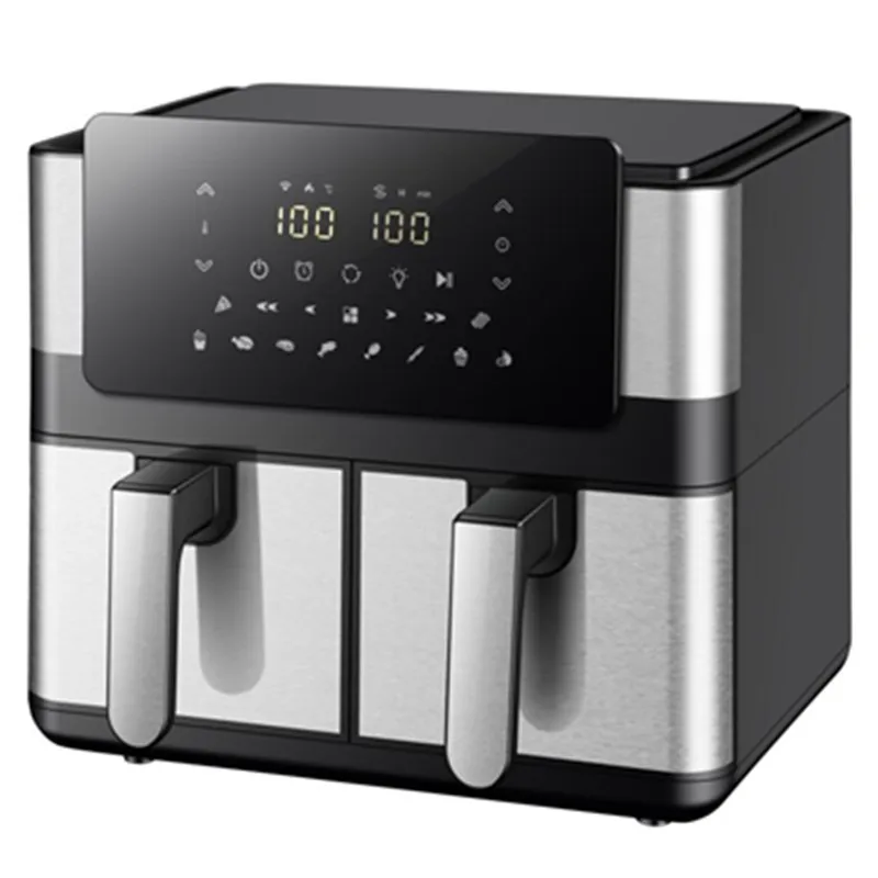 Dual Air Fryer Oven 12L 2800W With 2 Independent Frying Baskets Match Cook for Quick Easy Meals Dishwasher Safe Parts