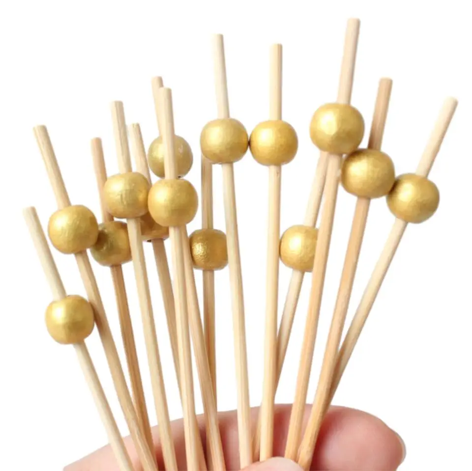 Factory Direct Sales New Christmas Series Fruit Picks Cocktail Stirrer Customizable Bamboo and Wood Skewers